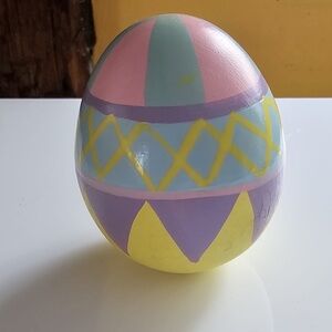 Hand-Painted Decorative Easter Egg - Pastel Yellow, Pink, Lavender, Blue